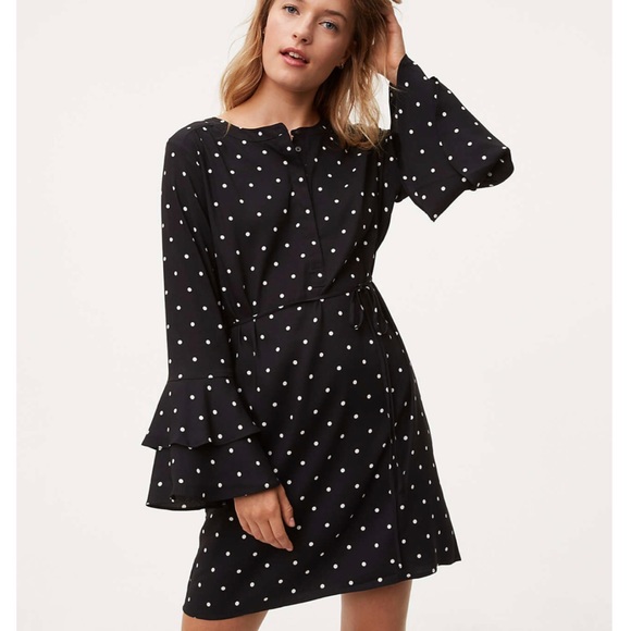 LOFT Dresses & Skirts - LOFT Dotted Bell Sleeve Dress